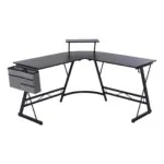 Mesa Gamer Potenzza D-42 En L Fibra De Carbono Black Para Juegos 86x66x13 - D42